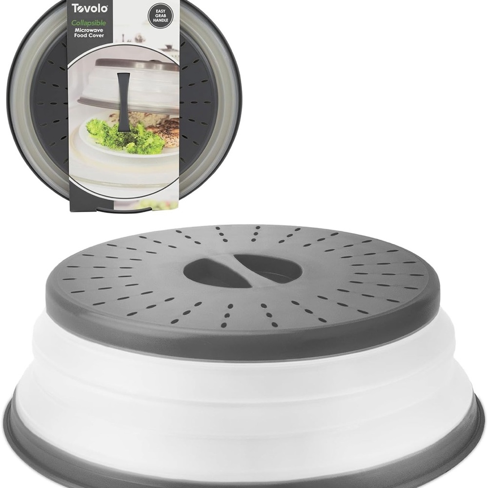 Tovolo Microwave Splatter Cover for Food, Medium Charcoal, Collapsible & Vented
